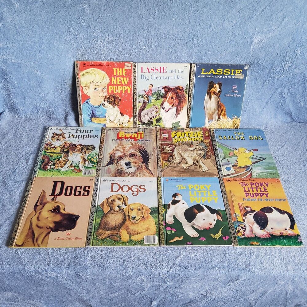 Lot Of 11 Vintage Dog Children's Little Golden Books Poky Puppy Sailor Lassie